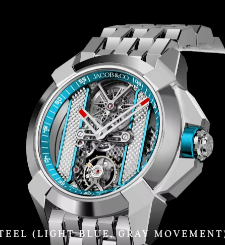 Fake Jacob & Co Epic X Bridges STAINLESS STEEL (LIGHT BLUE, GRAY MOVEMENT) BRACELET EX120.10.AC.AA.A10AA watch